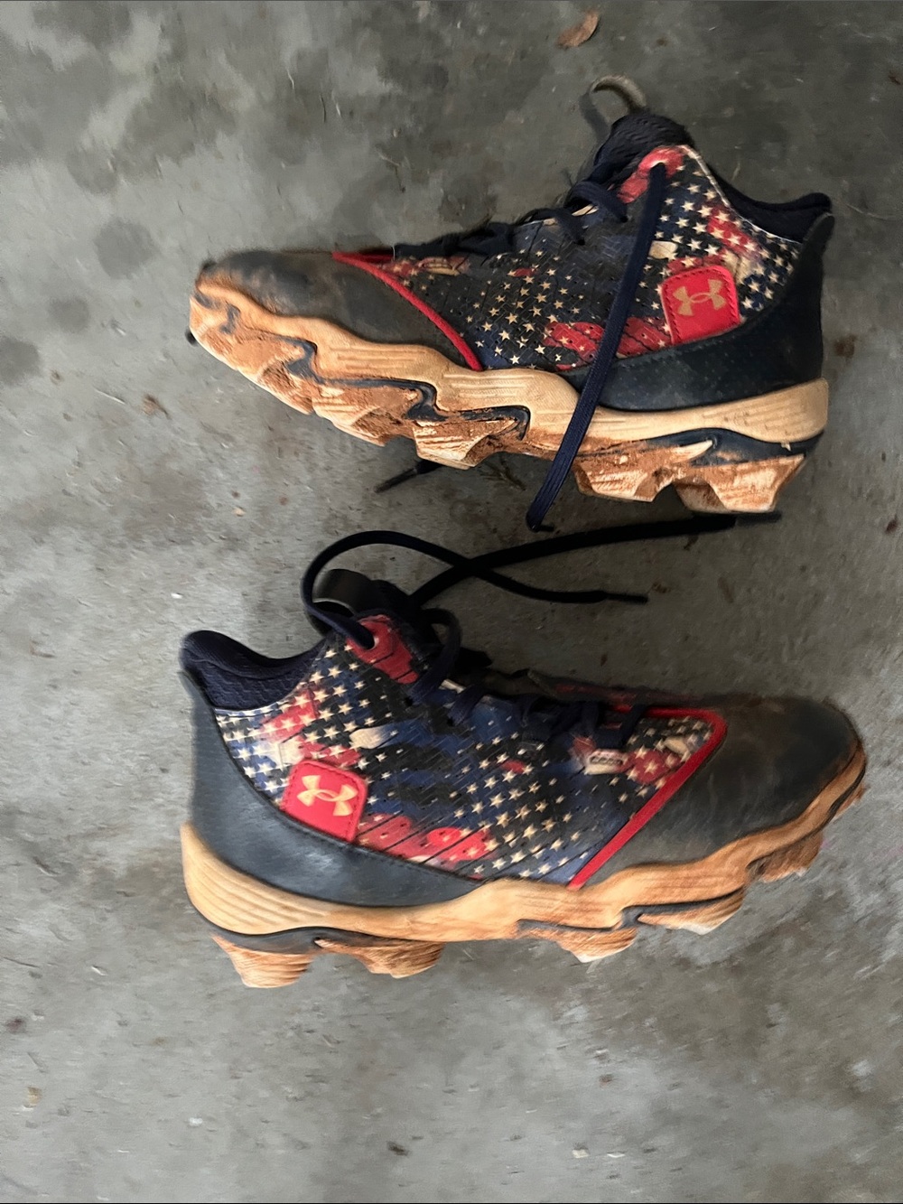 Under Armour Kids Navy, Red Baseball Cleats